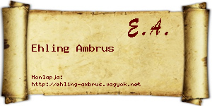Ehling Ambrus névjegykártya
